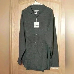 NWT Tri-Mountain mens long sleeve button down olive green checked shirt size XL
